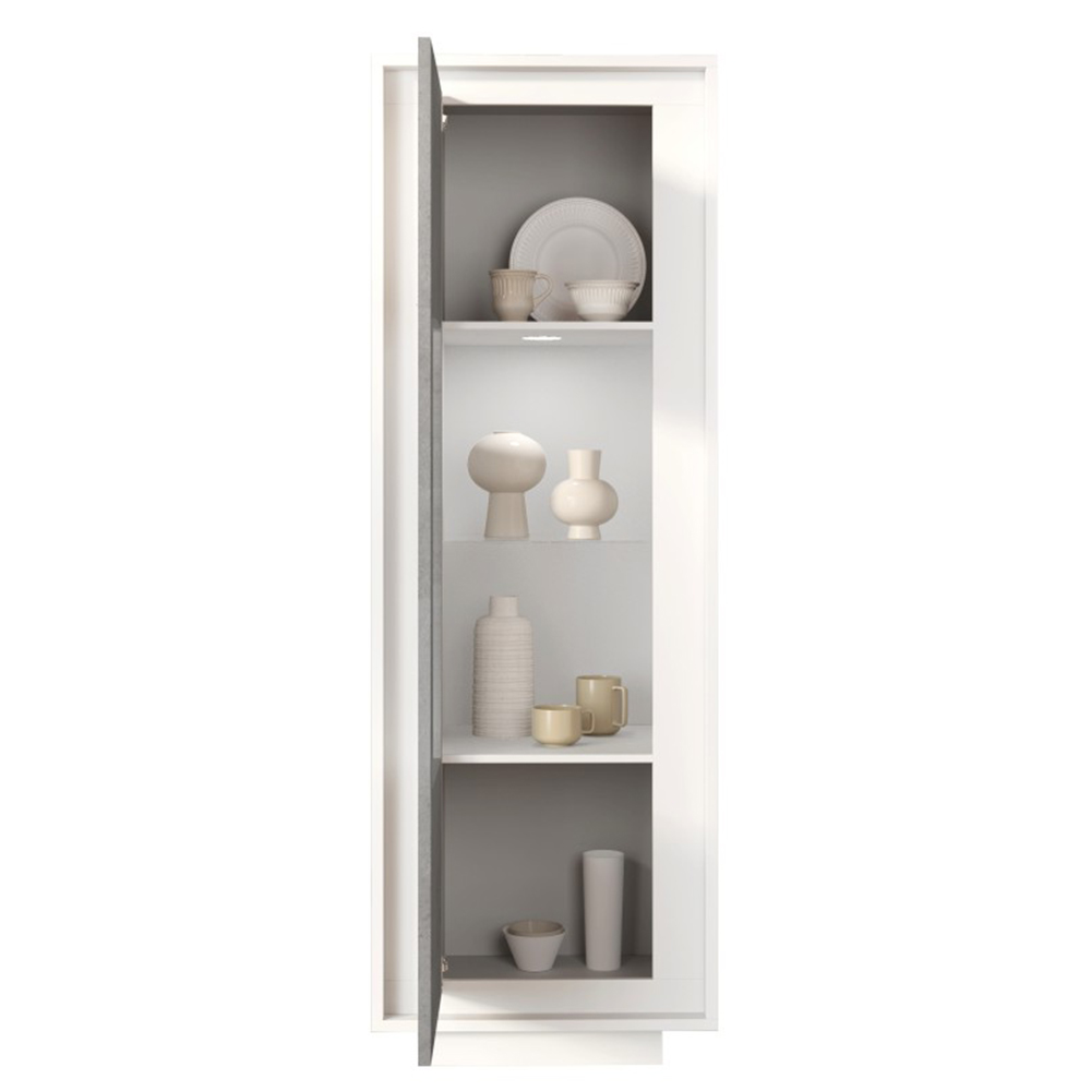 Skokie Wooden Display Cabinet In Matt White And Cement With LED