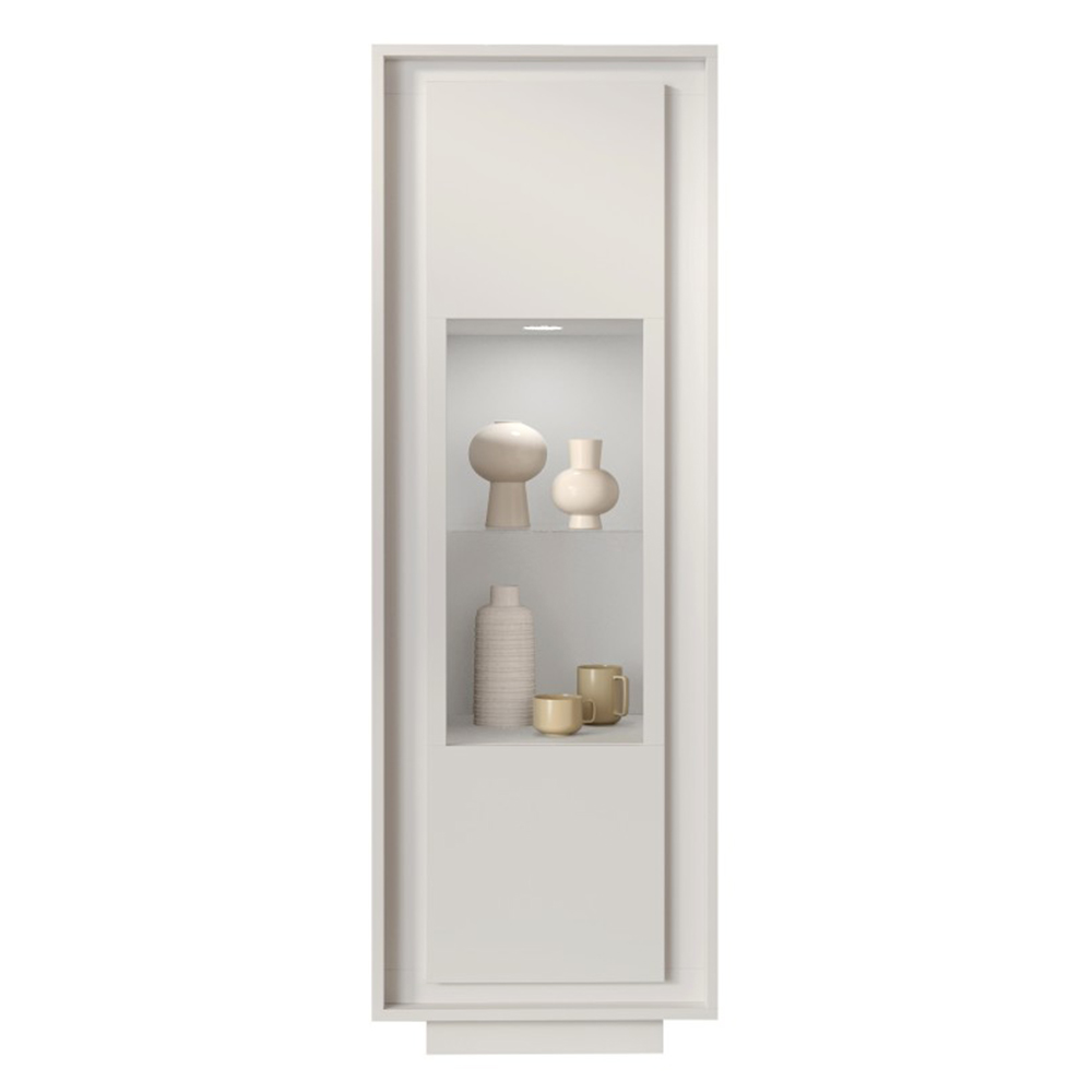 Skokie Wooden Display Cabinet In Matt White With LED