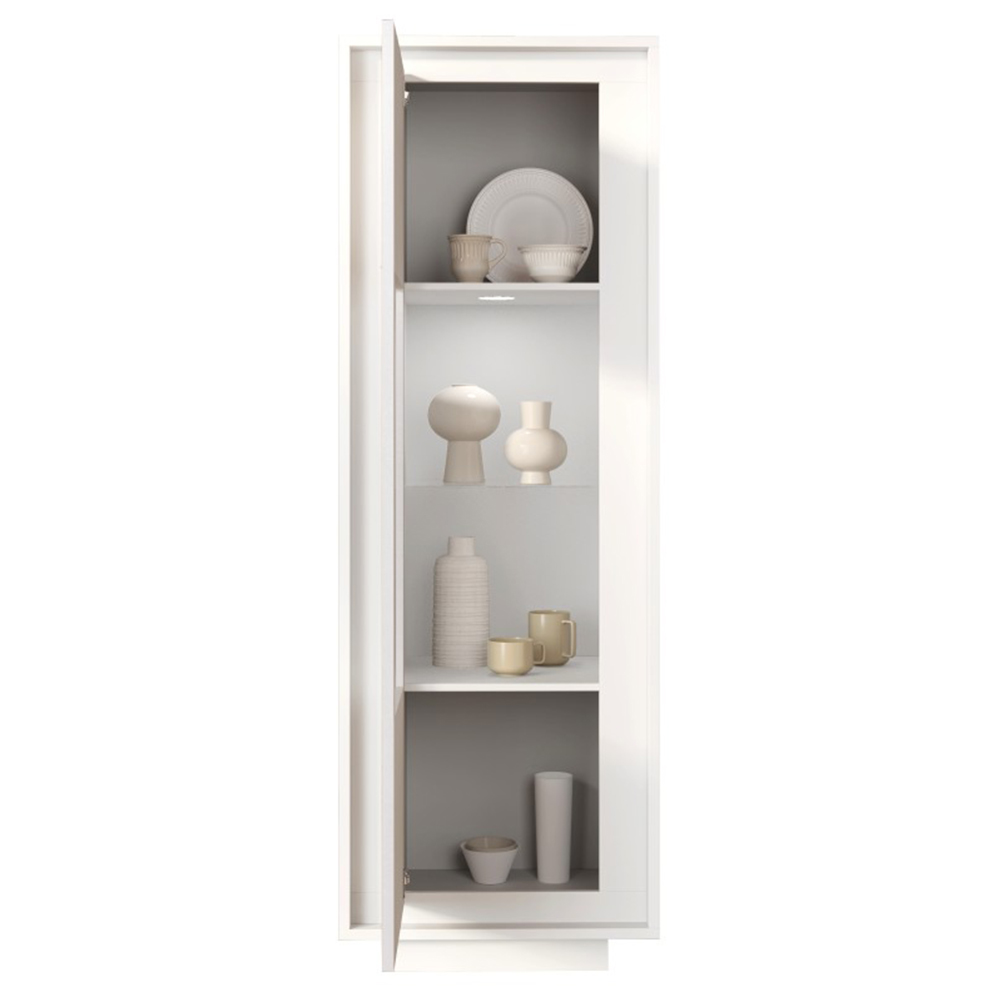 Skokie Wooden Display Cabinet In Matt White With LED