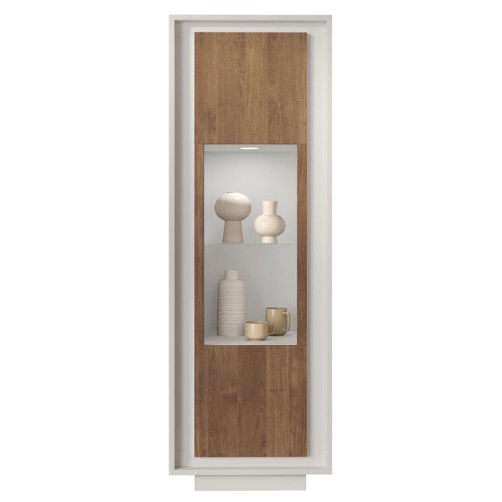 Skokie Wooden Display Cabinet In Matt White And Mercure With LED