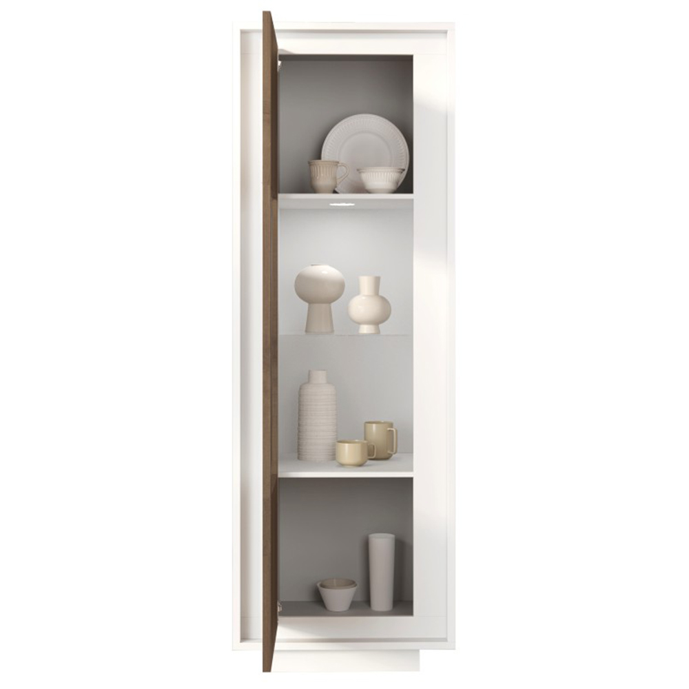 Skokie Wooden Display Cabinet In Matt White And Mercure With LED
