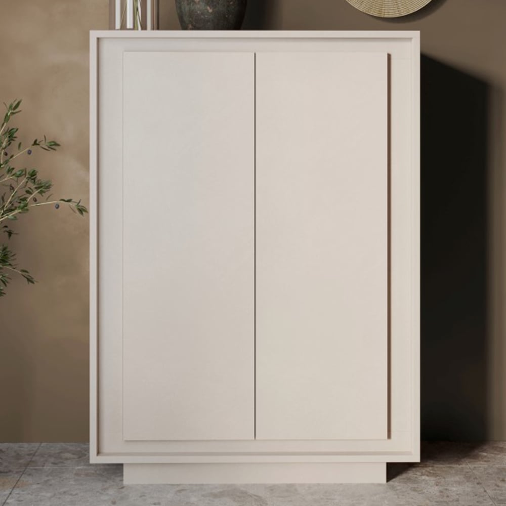 Skokie Wooden Highboard With 2 Doors In Cashmere