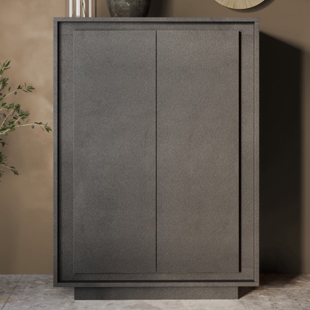 Skokie Wooden Highboard With 2 Doors In Lava