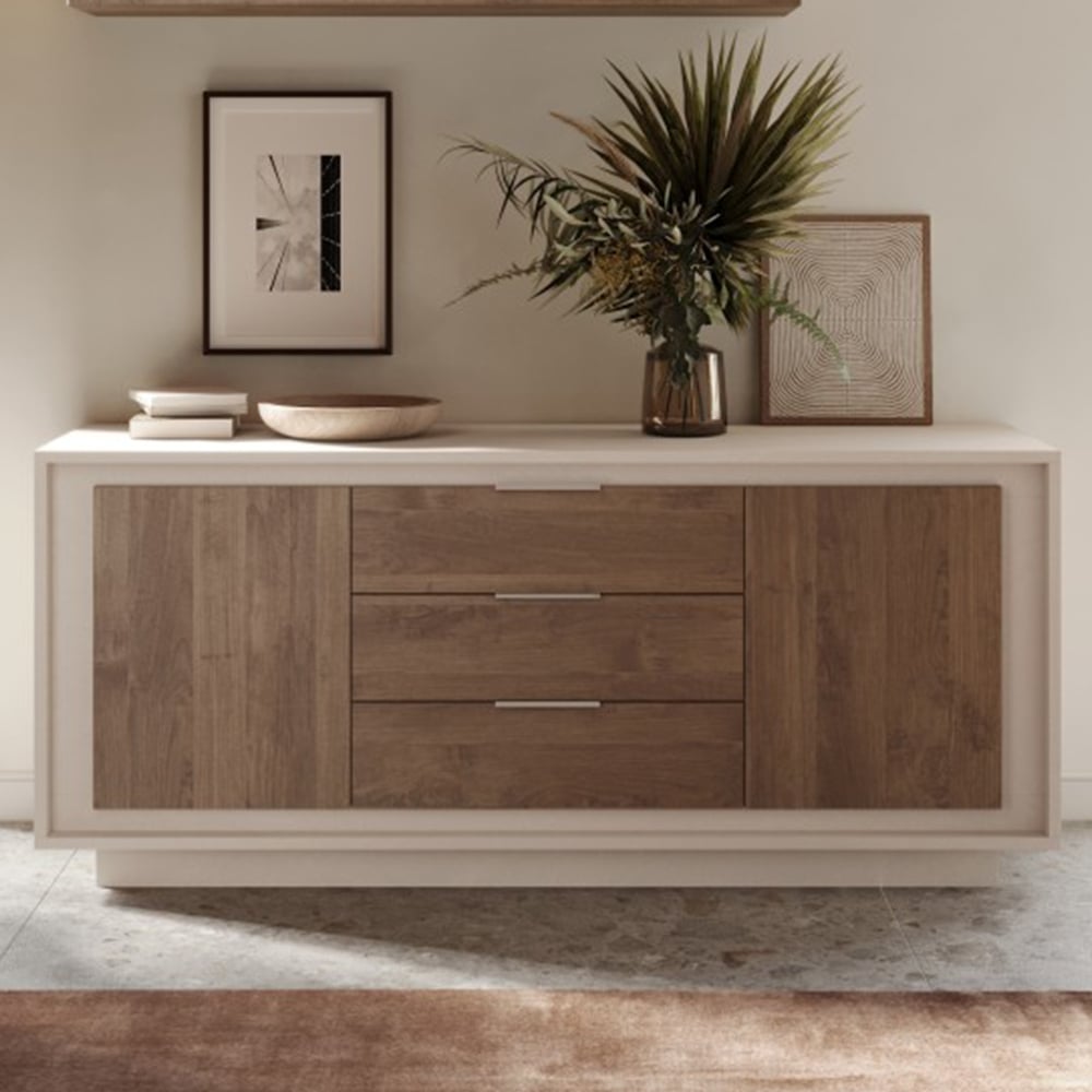 Skokie Wooden Sideboard 2 Doors 3 Drawers In Cashmere And Mercure