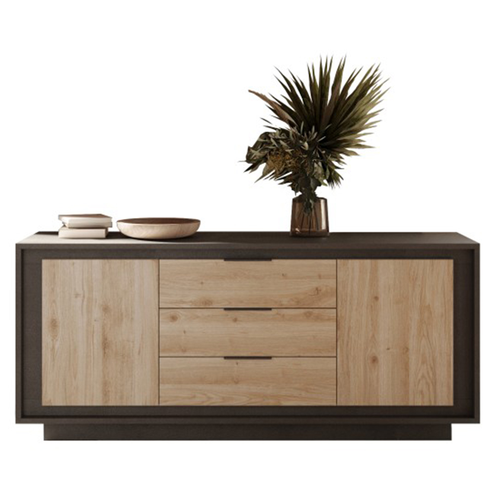 Skokie Wooden Sideboard 2 Doors 3 Drawers In Lava And Cadiz