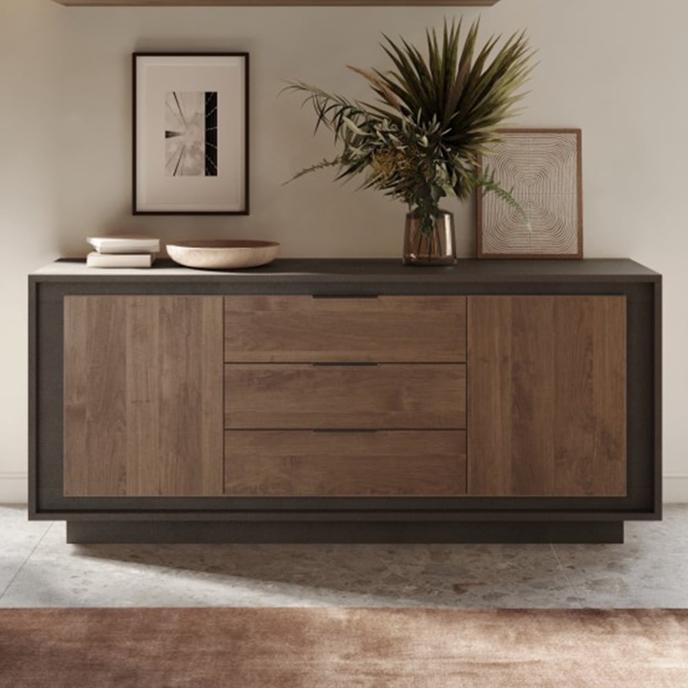 Skokie Wooden Sideboard 2 Doors 3 Drawers In Lava And Mercure