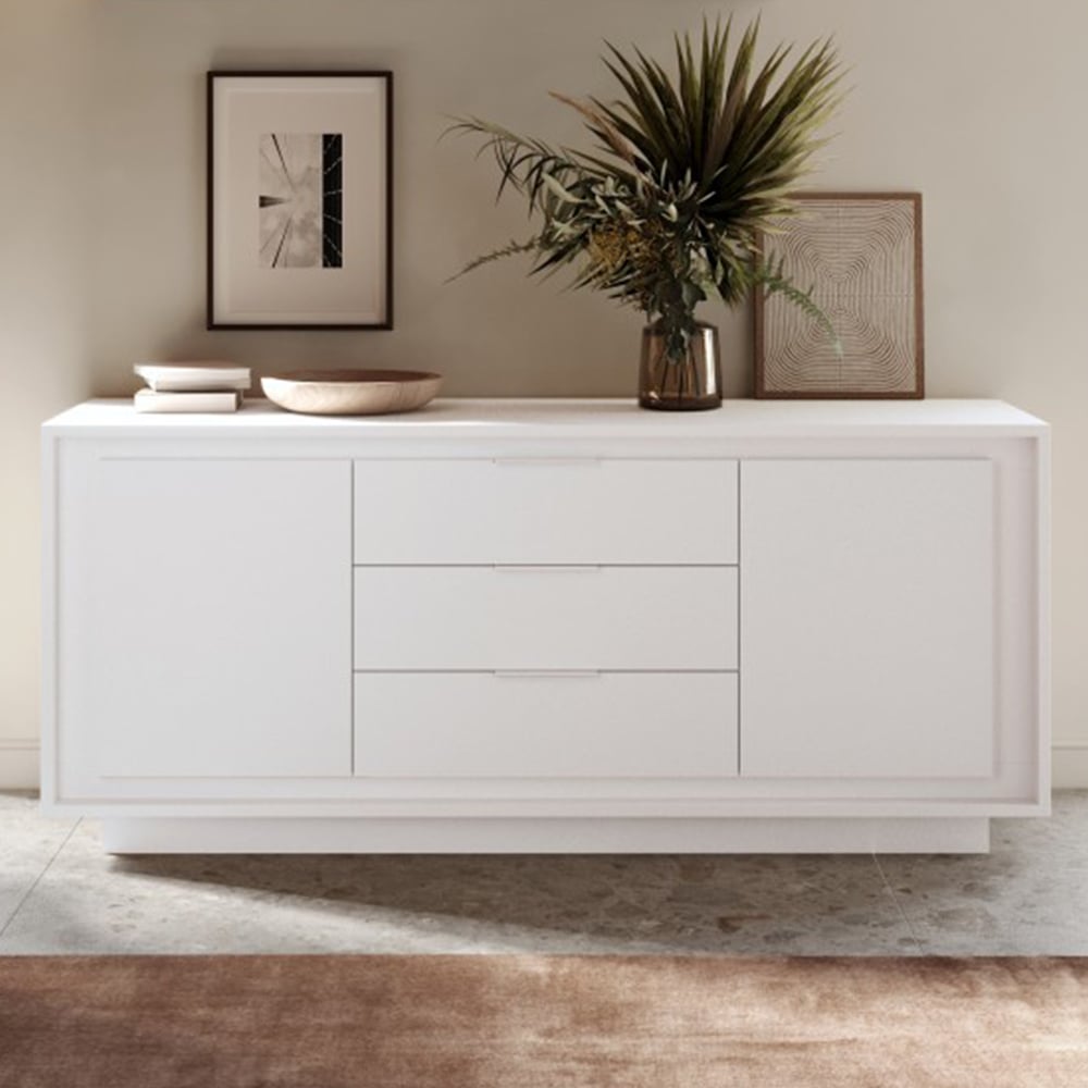 Skokie Wooden Sideboard 2 Doors 3 Drawers In Matt White