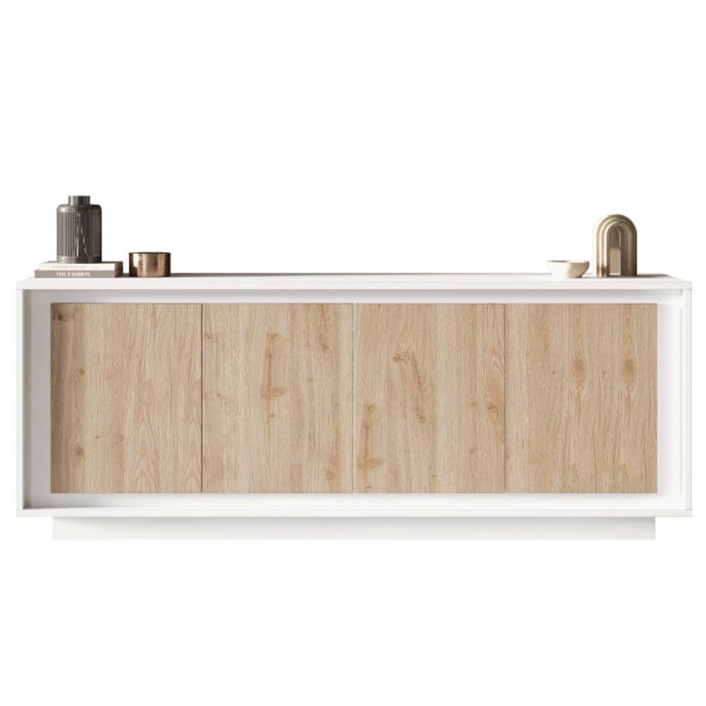 Skokie Wooden Sideboard With 4 Doors In Matt White And Cadiz