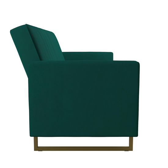 Necton Velvet Upholstered Sofa Bed In Green With Gold Legs_8