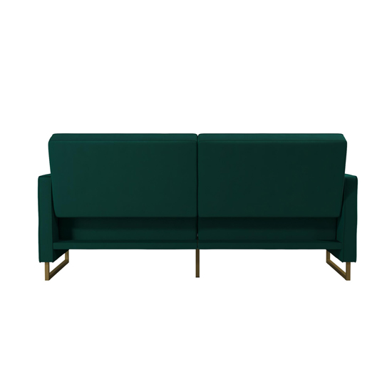 Necton Velvet Upholstered Sofa Bed In Green With Gold Legs_9