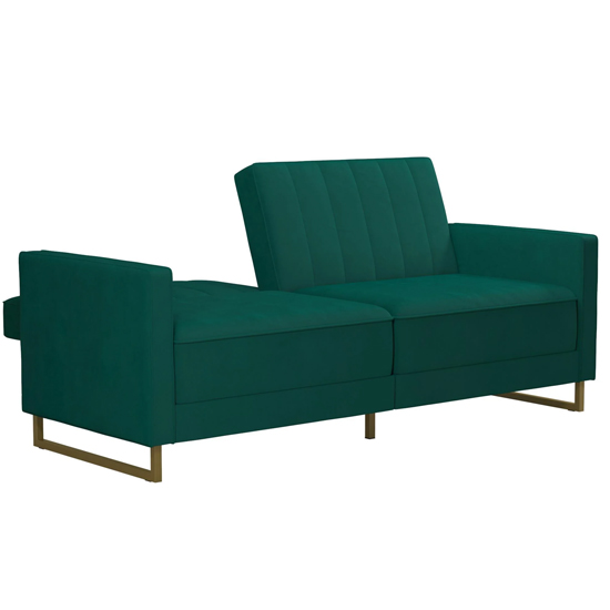 Sabinal Velvet Sofa Bed With Gold Metal Legs In Green