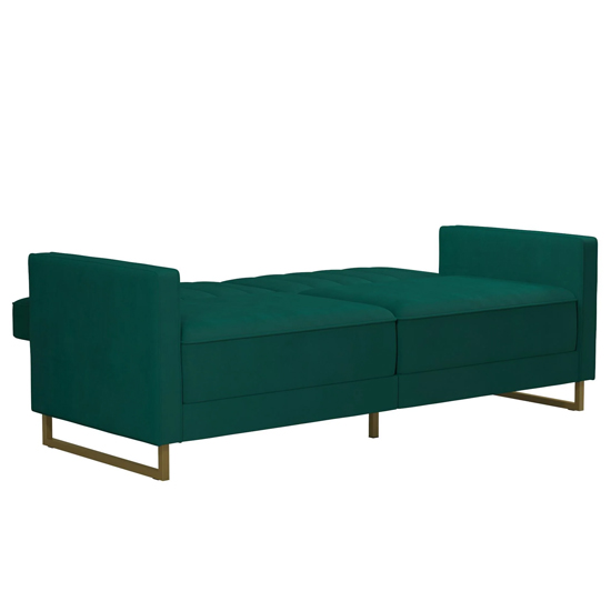 Sabinal Velvet Sofa Bed With Gold Metal Legs In Green