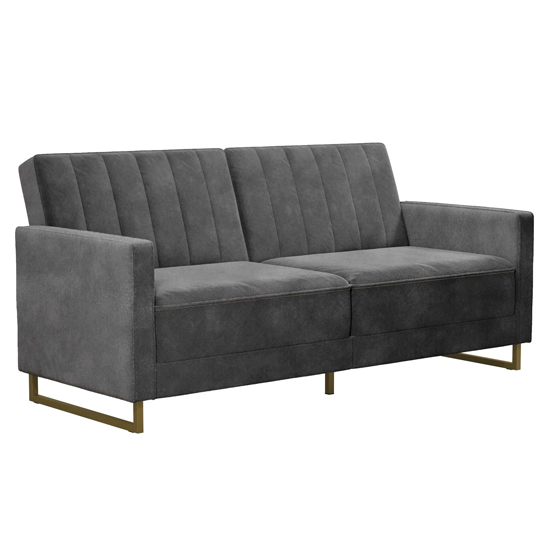 Sabinal Velvet Sofa Bed With Gold Metal Legs In Grey