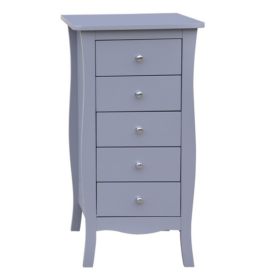 Skyler Wooden Chest Of Drawers Tall In Grey With 5 Drawers