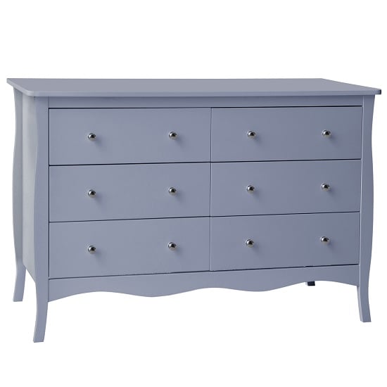 Skyler Wooden Chest Of Drawers Wide In Grey With 6 Drawers Furniture