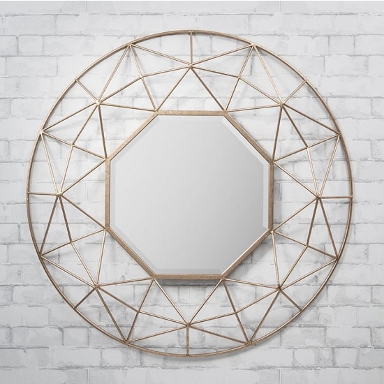Skyline Metallic Wall Mirror Round In Gold_3