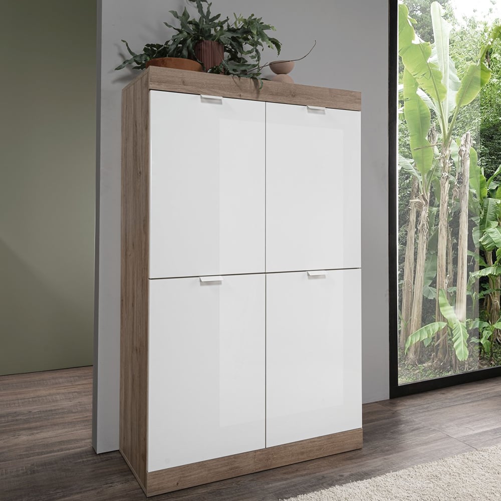 Read more about Slave high gloss highboard with 4 doors in white and cadiz