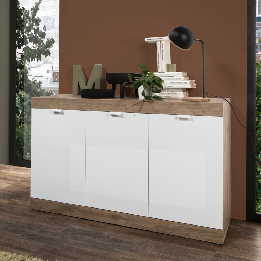 Read more about Slave high gloss sideboard with 3 doors in white and cadiz