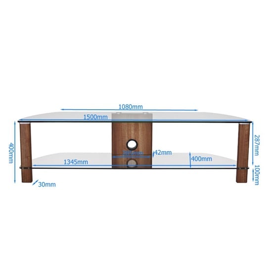 Clevedon Large Clear Glass TV Stand With Light Oak Frame
