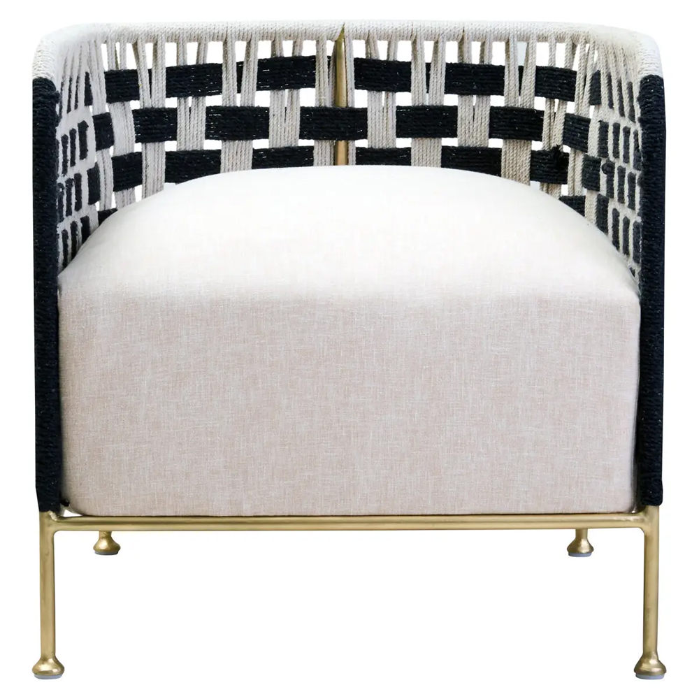 Slinger Rattan Bedroom Chair With Gold Legs In Black And White