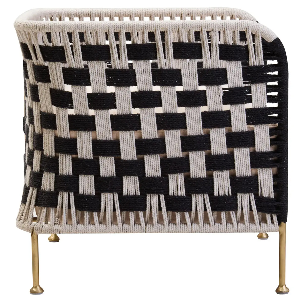 Slinger Rattan Bedroom Chair With Gold Legs In Black And White