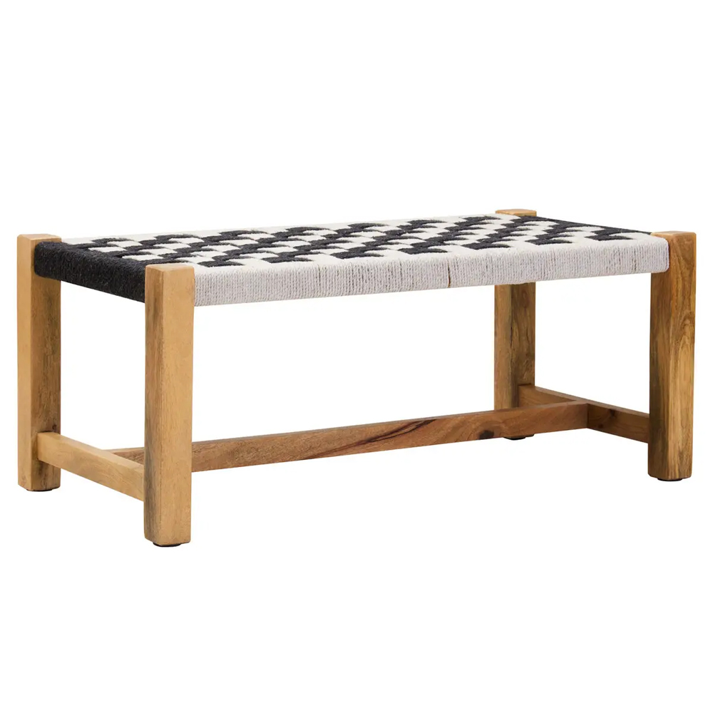 Slinger Wooden Hallway Seating Bench In Black And White