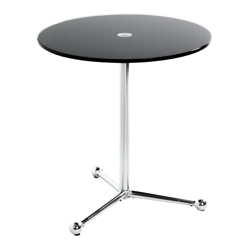 Sloan Black Glass End Table With Steel Base