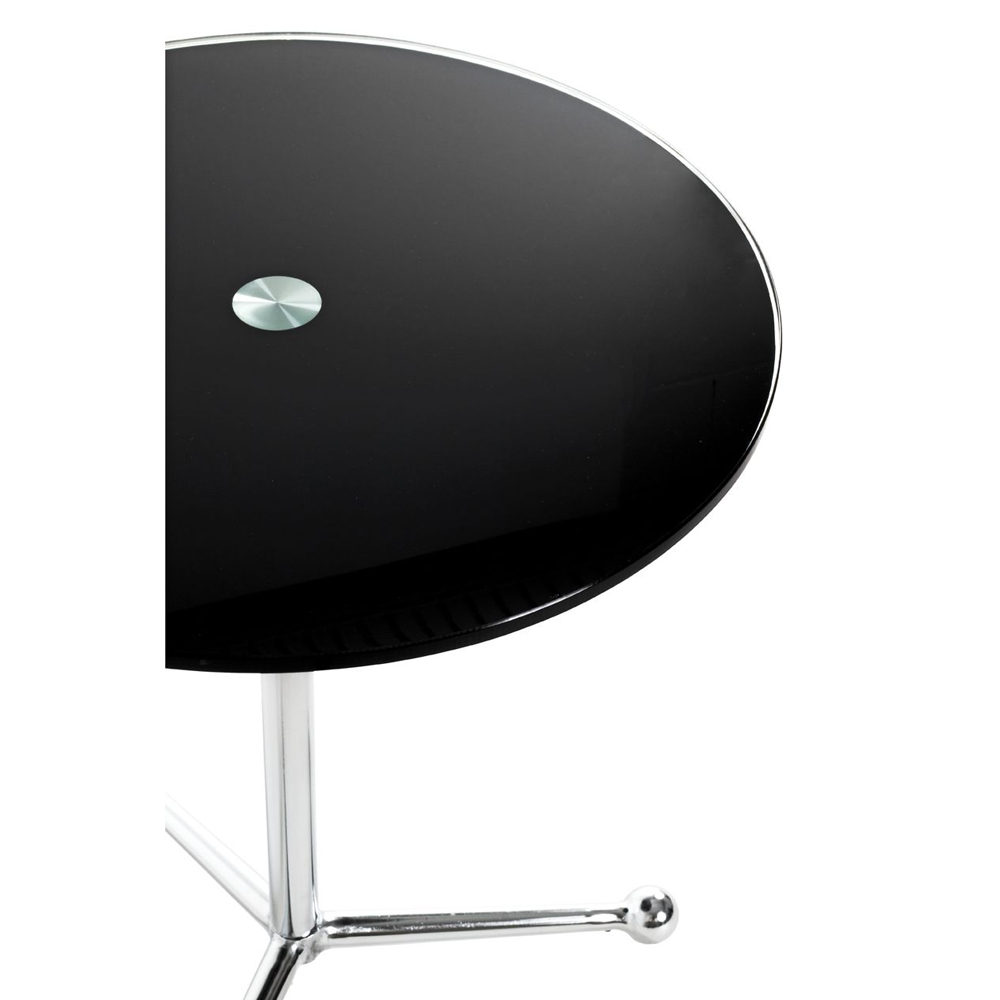 Sloan Black Glass End Table With Steel Base