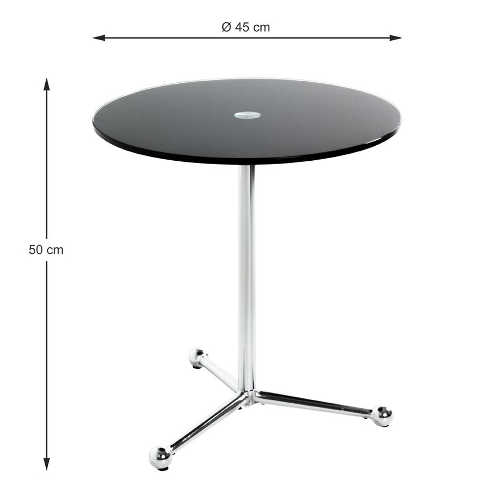 Sloan Black Glass End Table With Steel Base