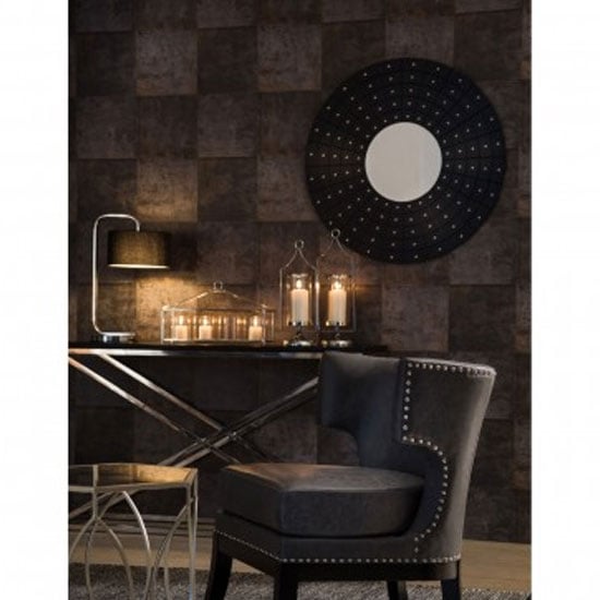 Aurich Round Wall Bedroom Mirror In Black Wooden Frame