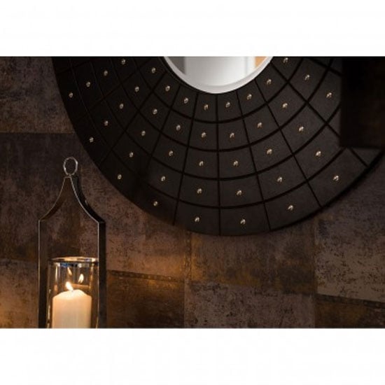 Aurich Round Wall Bedroom Mirror In Black Wooden Frame