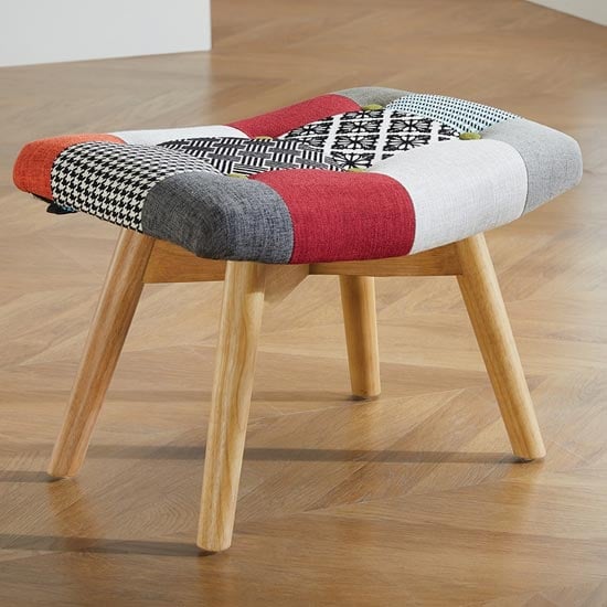 Photo of Sloane fabric foot stool in patched