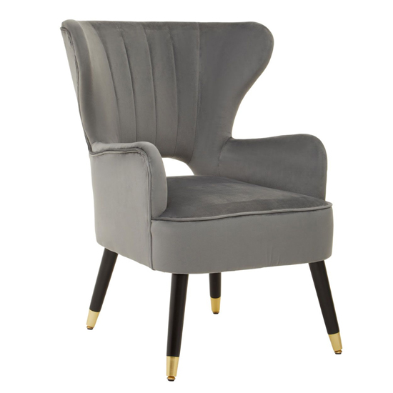 Sloane Velvet Upholstered Armchair In Grey
