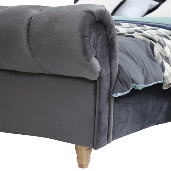 Sloane Velvet Upholstered Double Bed In Grey Furniture in Fashion
