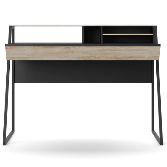 Skokie Wooden Laptop Desk With 2 Drawers In Oak And Black