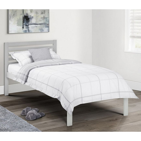 Photo of Sagen wooden single bed in light grey