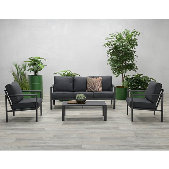 Product photograph of Slough Fabric Lounge Set With Coffee Table In Reflex Black from Furniture in Fashion
