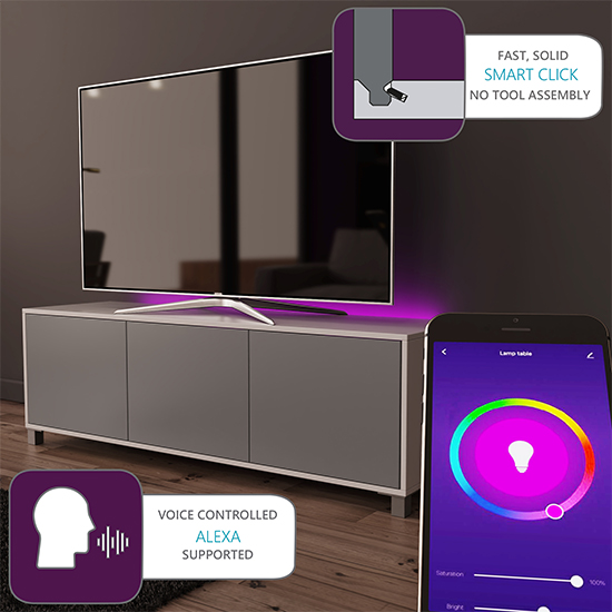 Read more about Smart tech tv stand in white and grey with led lights