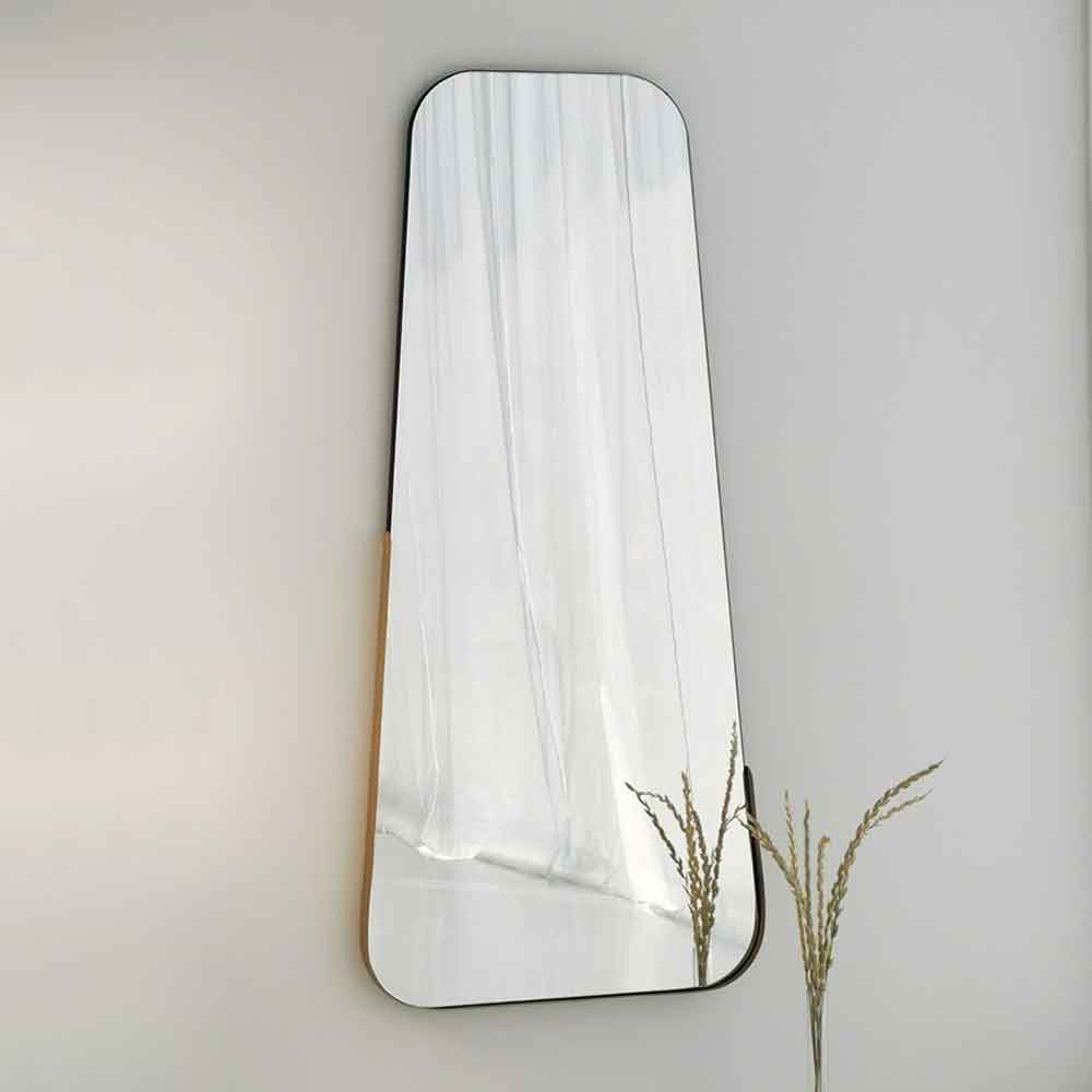 Smooth Glass Wall Mirror with Gold Wooden Frame
