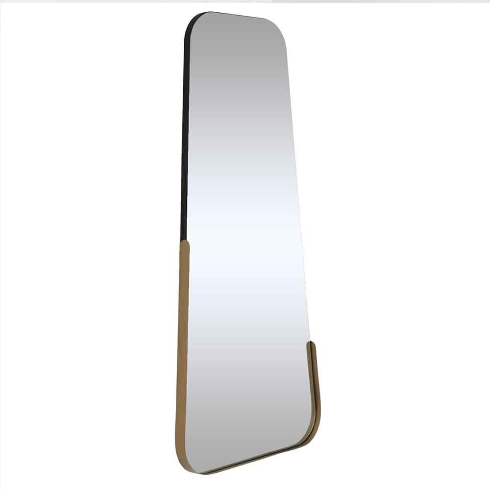 Smooth Glass Wall Mirror with Gold Wooden Frame