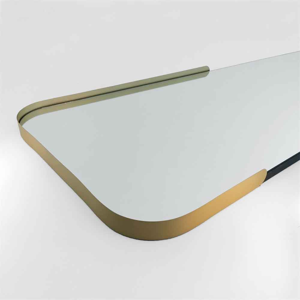 Smooth Glass Wall Mirror with Gold Wooden Frame