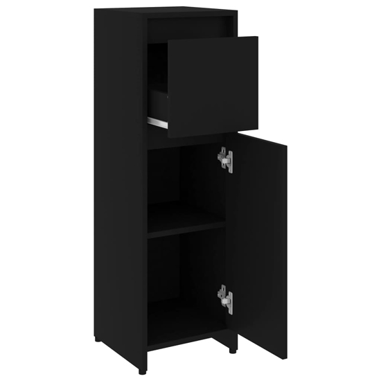 Smyrna Wooden Bathroom Storage Cabinet With 1 Door In Black