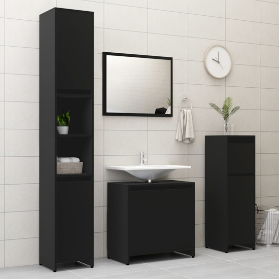 Smyrna Wooden Bathroom Storage Cabinet With 1 Door In Black