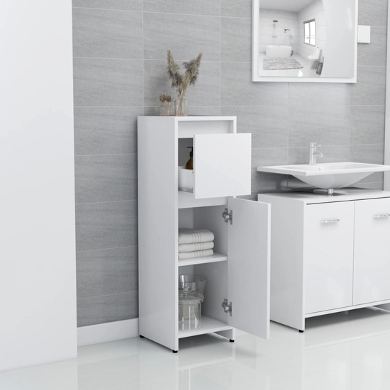 Smyrna Wooden Bathroom Storage Cabinet With 1 Door In White