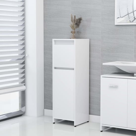 Photo of Smyrna wooden bathroom storage cabinet with 1 door in white