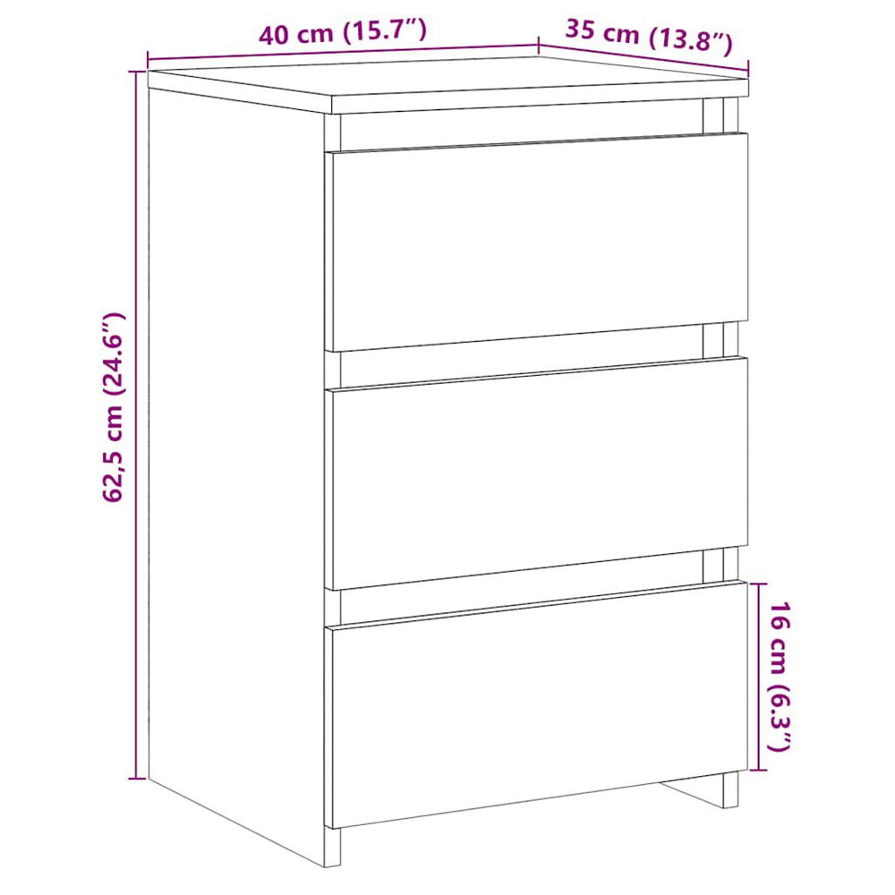Smyrna Wooden Chest Of 3 Drawers - Smoked Oak