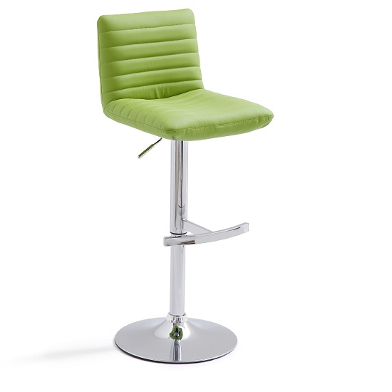Snow Bar Stool Green Faux Leather With Round Chrome Base