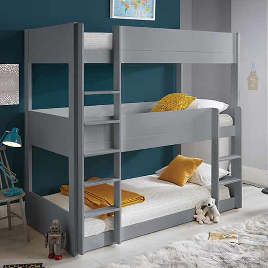 Read more about Snowdon wooden 3-tier single bunk bed in grey