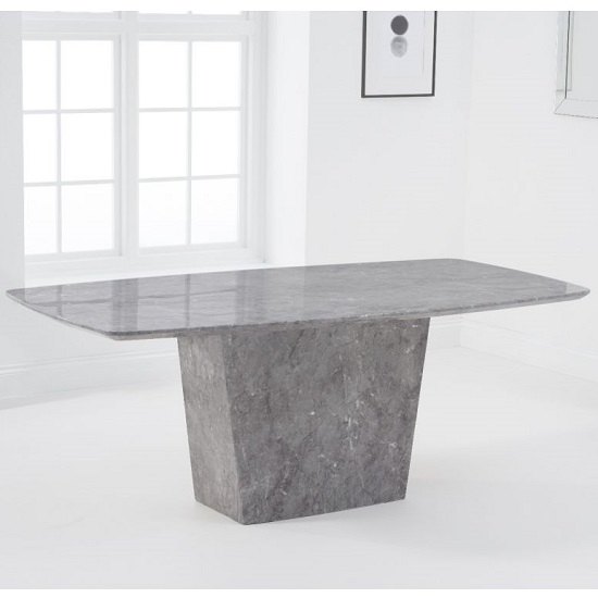 Snyder Rectangular High Gloss Marble Dining Table In Light Grey_2