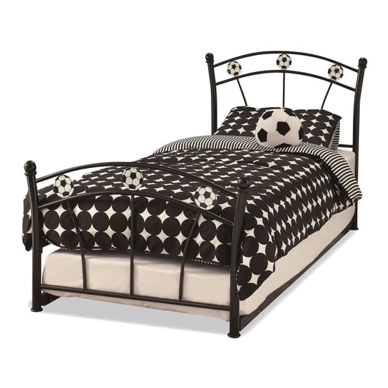 Read more about Soccer metal single bed with guest bed in black